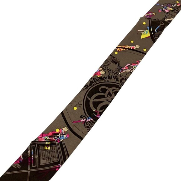 Auth HERMES Twilly - Dark Brown Yellow Multi Scarf - Picture 5 of 5